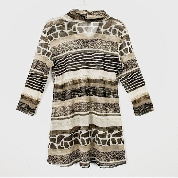 Jess & Jane y2k Style Animal Print Stripe Mesh Cowl Neck Dress - Picture 5 of 7